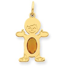 14k Gold Boy 7x5 Oval Genuine Citrine-November Charm hide-image
