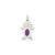 Girl 7x5 Oval Genuine Amethyst-February Charm in 14k White Gold
