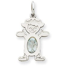 14k White Gold Girl 7x5 Oval Genuine Aquamarine-March Charm hide-image