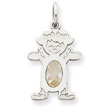 14k White Gold Girl 7x5 Oval Genuine White Topaz-April Charm hide-image