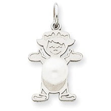 14k White Gold Girl 7x5 Oval Cultured Pearl-June Charm hide-image