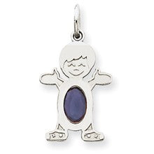 14k White Gold Boy 7x5 Oval Genuine Sapphire-September Charm hide-image