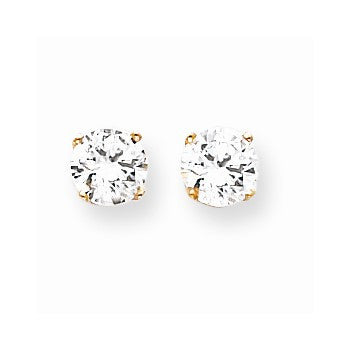 14k Yellow Gold 6.5mm CZ stud Earrings
