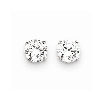 14k White Gold 6.5mm CZ stud Earrings