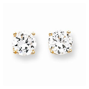 14k Yellow Gold 8mm CZ stud Earrings