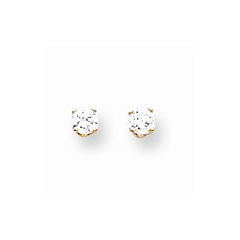 14k Yellow Gold 3.25mm Cubic Zirconia stud Earring, Jewelry Earrings