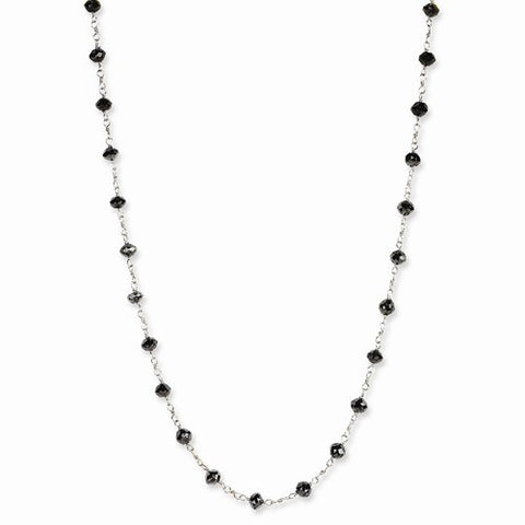 14K White Gold Black Diamond Briolette Necklace