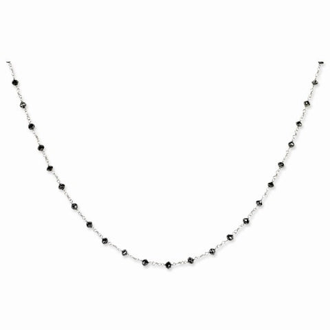 14K White Gold Black Diamond Briolette Necklace