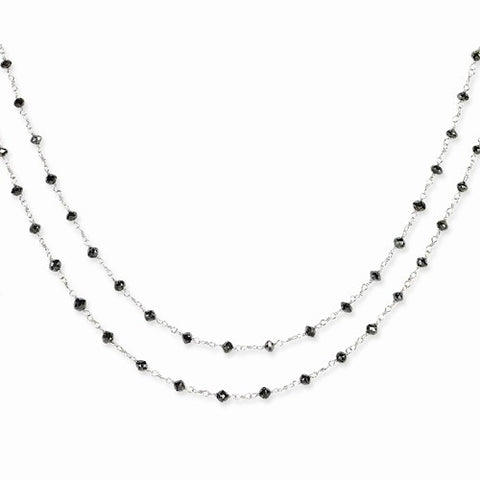 14K White Gold Black Diamond Briolette Necklace