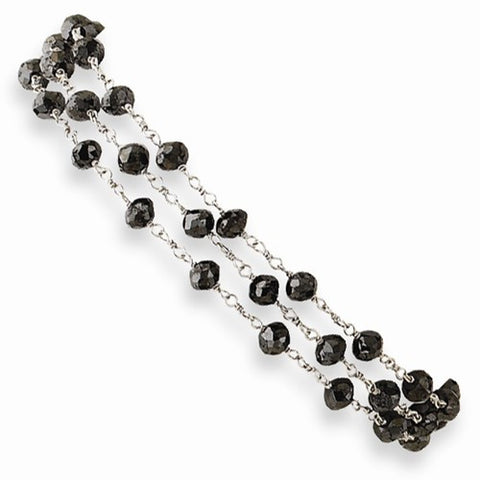 14K White Gold Black Diamond Briolette Bracelet