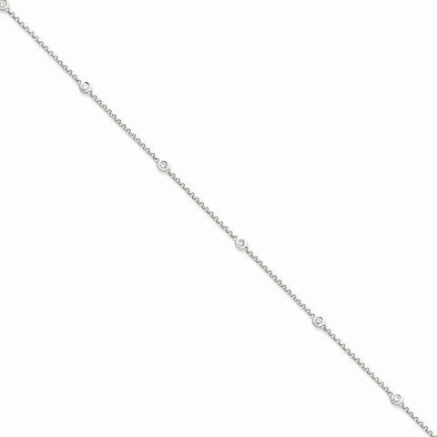 14K White Gold Diamond Rolo Necklace