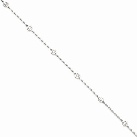 14K White Gold Diamond Rolo Necklace