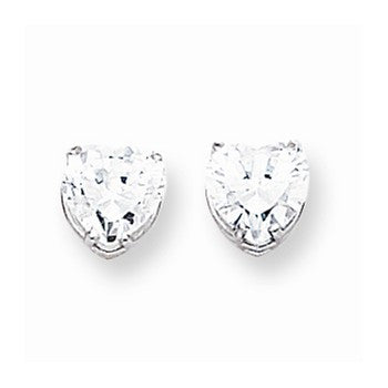 14k Yellow Gold Cubic ZirconiA Quality Diamond heart stud Earring, Jewelry Earrings