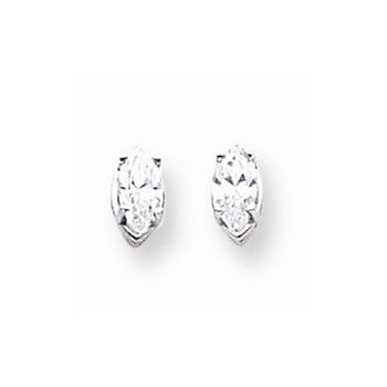 14k Yellow Gold Cubic ZirconiA Quality Diamond Marquise Stud Earring, Jewelry Earrings