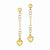 14k Yellow Gold Hollow, Polished, Puffed Heart Dangle Post Earrings