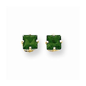 14k Yellow Gold 5mm Princess Cut Mount St. Helens Earring, Jewelry Earrings