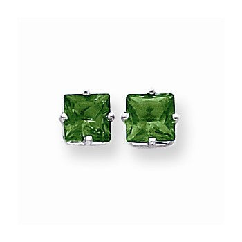 14k White Gold 6mm Princess Cut Mount St. Helens Earring, Jewelry Earrings