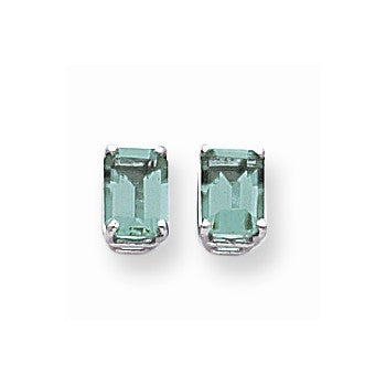 14k White Gold 7x5mm Emerald Cut Mount St. Helens Earrings