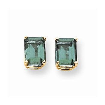 14k Yellow Gold 8x6mm Emerald Cut Mount St. Helens Earring, Jewelry Earrings