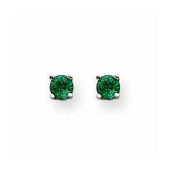 14k White Gold 4mm Mount St. Helens Earring, Jewelry Earrings