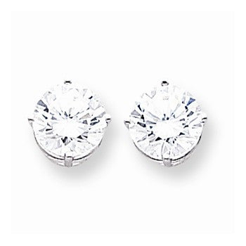 14k White Gold 9mm Cubic Zirconia Earrings