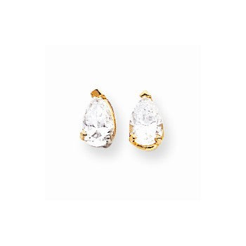 14k Yellow Gold 6x4mm Pear Cubic Zirconia Earrings