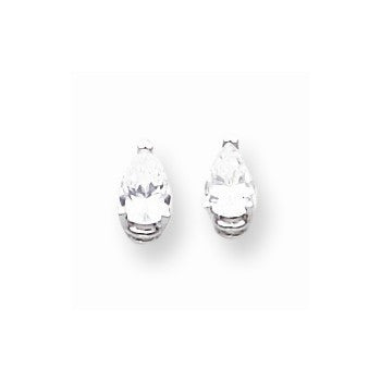14k Yellow Gold Cubic ZirconiA Quality Diamond Pear Stud Earrings