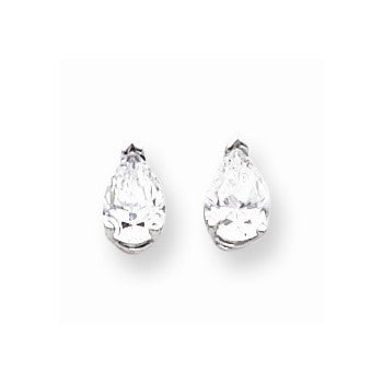 14k White Gold 7x5mm Pear Cubic Zirconia Earrings