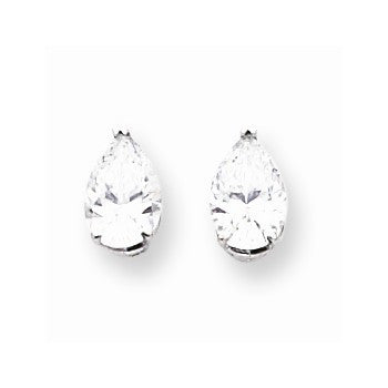 14k White Gold 9x6mm Pear Cubic Zirconia Earrings