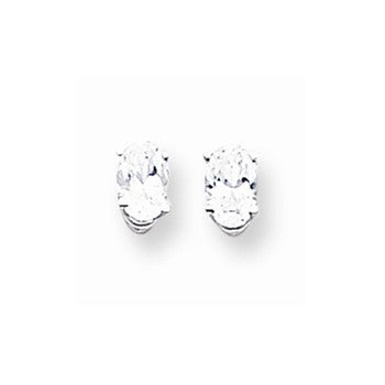 14k Yellow Gold Cubic ZirconiA Quality Diamond Oval Stud Earrings