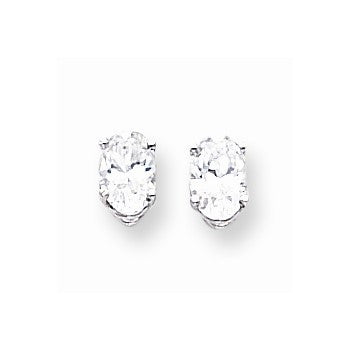 14k Yellow Gold Cubic ZirconiA Quality Diamond Oval Stud Earring, Jewelry Earrings