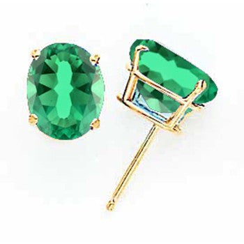14k Yellow Gold 9x7mm Oval Mount St. Helens Earring, Jewelry Earrings
