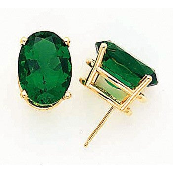 14k Yellow Gold 14x10mm Oval Mount St. Helens Earring, Jewelry Earrings