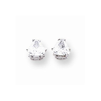 14k Yellow Gold Cubic ZirconiA Quality Diamond Trillion Stud Earrings