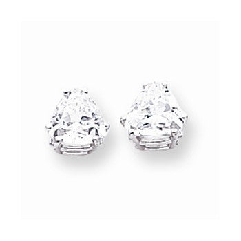 14k Yellow Gold Cubic ZirconiA Quality Diamond Trillion Stud Earrings