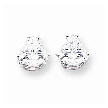 14k White Gold 8mm Trillion Cubic Zirconia Earrings