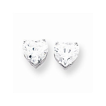 14k Yellow Gold Cubic ZirconiA Quality Diamond Heart Stud Earrings
