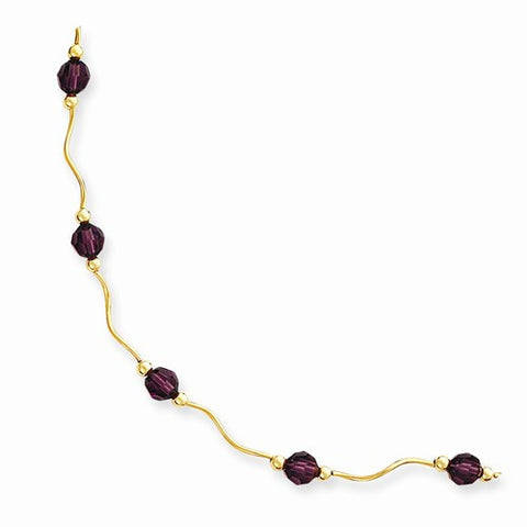 14K Yellow Gold Amethyst Crystal Bead Necklace