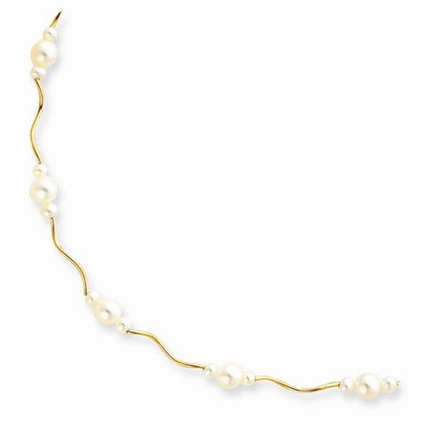14K Yellow Gold with White Pearl Necklace