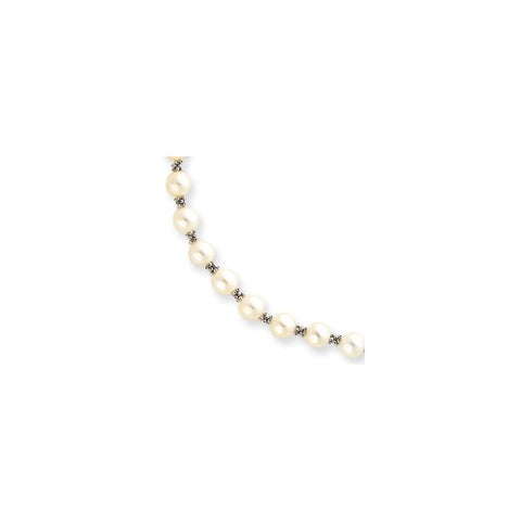 14K Yellow Gold with White Pearl Necklace
