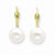 14k Yellow Gold 7-7.5mm Freshwater Cultured Button Pearl Leverback Earrings
