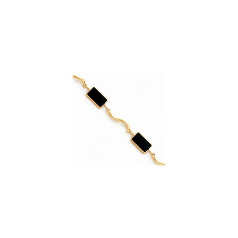 14K Yellow Gold Polished Genuine Fancy Onyx Bracelet