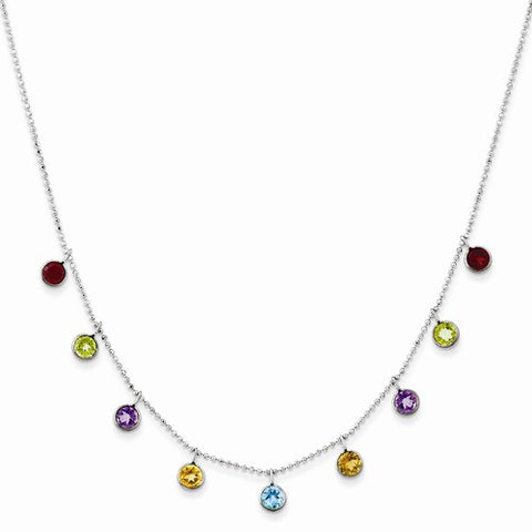 14K White Gold Multi-Color Gemstone Necklace