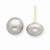 14k Yellow Gold 9-9.5mm Grey Freshwater Cultured Button Pearl Stud Earrings