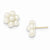 14k Yellow Gold Medium White Freshwater Cultured Pearl Flower Earrings