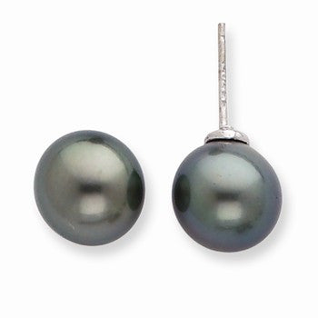 14k White Gold 9-10mm Saltwater Cultured Tahitian Pearl Earrings