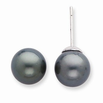 14k White Gold 10-11mm Saltwater Cultured Tahitian Pearl Earrings