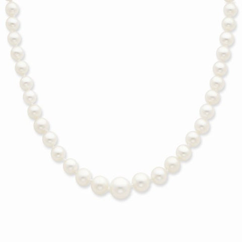 14K Yellow Gold Graduated White Freshwater Cultured Pearl Necklace