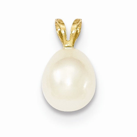 14k Gold 7mm Freshwater Cultured Rice Pearl Pendant, Pendants for Necklace