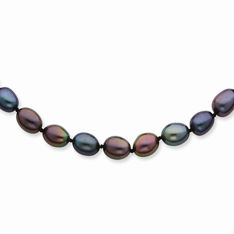 14K Yellow Gold Black Freshwater Cultured Pearl Necklace